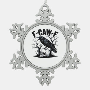 F-Caw-F Essential Minimal Clean Snowflake Pewter Christmas Ornament