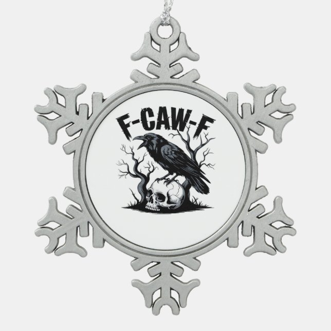 F-Caw-F Essential Minimal Clean Snowflake Pewter Christmas Ornament (Front)
