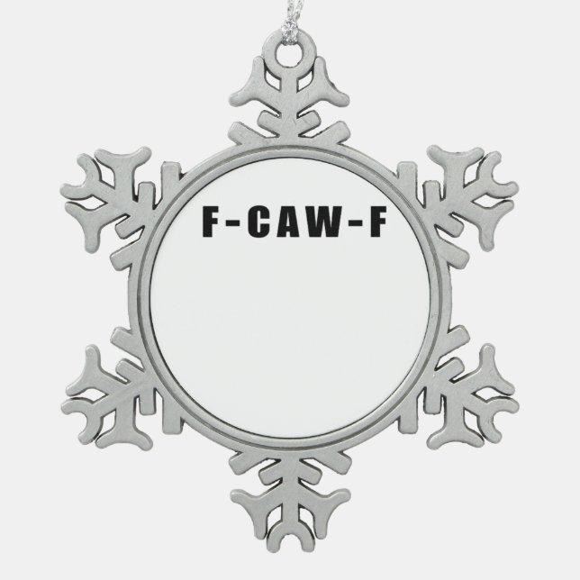 F-Caw-F Essential Simple Clean Snowflake Pewter Christmas Ornament (Front)