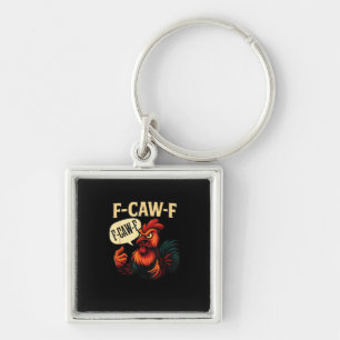 F-Caw-F Funny Angry Rooster Humor Graphic Retro Cl Key Ring