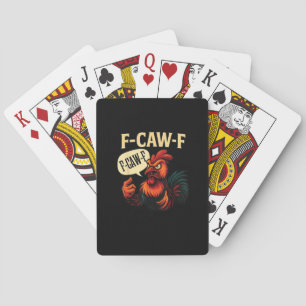 F-Caw-F Funny Angry Rooster Humour Graphic Retro C Playing Cards