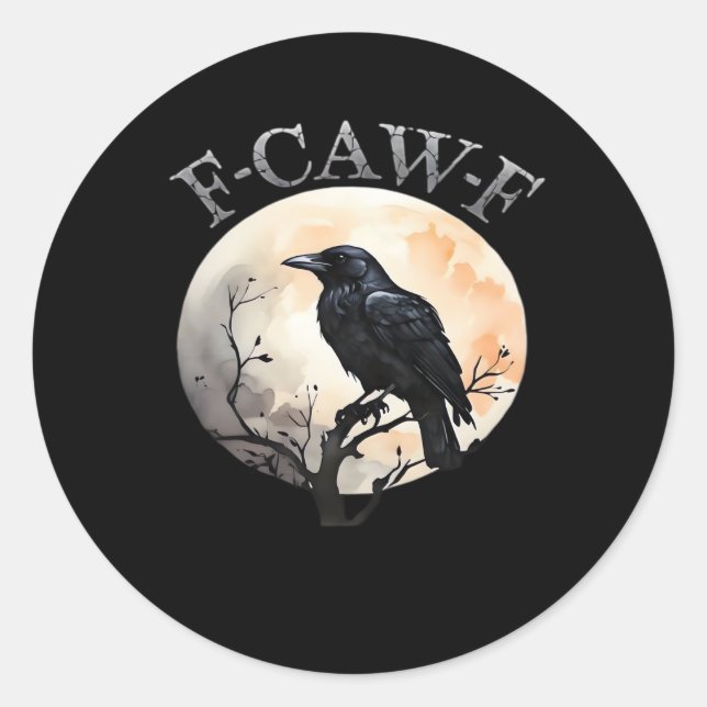 F-Caw-F Funny Bird Moon Minimal Clean Classic Round Sticker (Front)