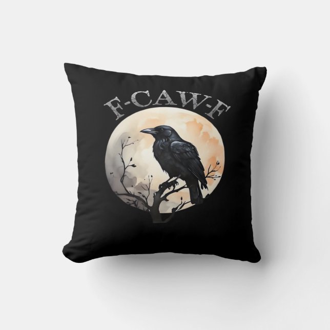 F-Caw-F Funny Bird Moon Minimal Clean Cushion (Front)