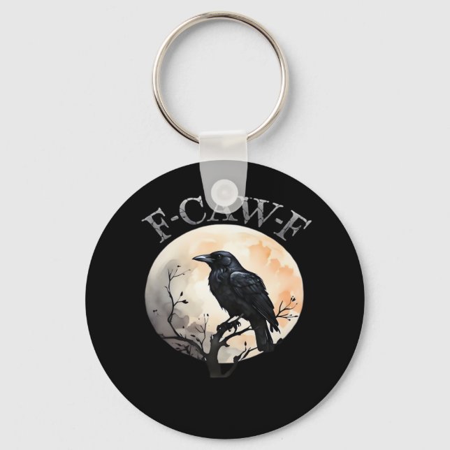 F-Caw-F Funny Bird Moon Minimal Clean Key Ring (Front)