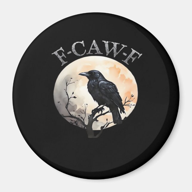 F-Caw-F Funny Bird Moon Minimal Clean Magnet (Front)