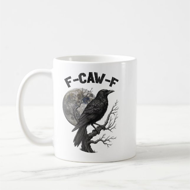 F-Caw-F Funny Black Bird moon Gothic Adult Humour Coffee Mug (Left)
