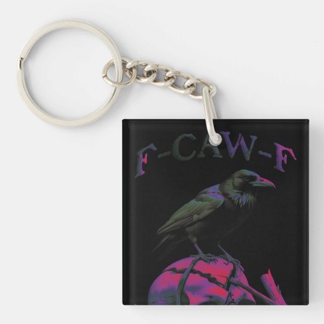 F-Caw-F Funny Black Crow Bird Key Ring (Front)