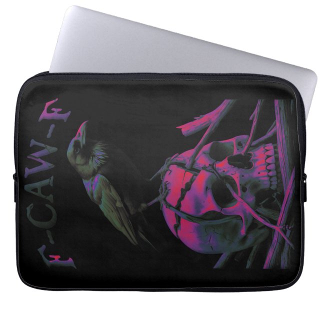 F-Caw-F Funny Black Crow Bird Laptop Sleeve (Front)