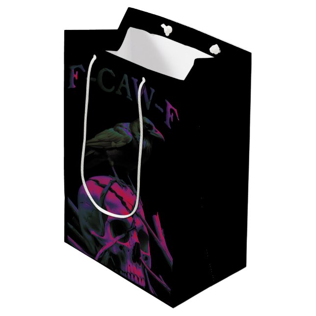 F-Caw-F Funny Black Crow Bird Medium Gift Bag (Front Angled)