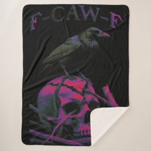 F-Caw-F Funny Black Crow Bird Sherpa Blanket