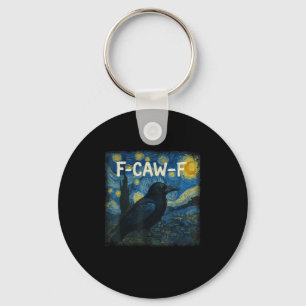 F-caw-f Funny Black Crow Starry Night Van Gogh Art Key Ring