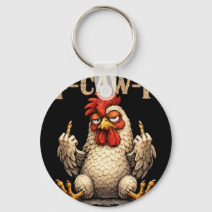 F-caw-f Funny Black Rooster Gothic Fcawf Chicken A Key Ring