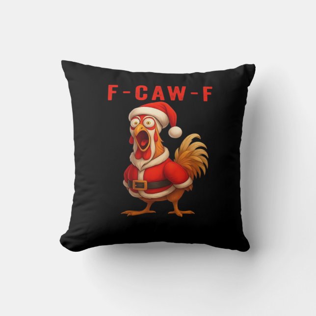F-Caw-F Funny Chicken Christmas Essential Cushion (Front)