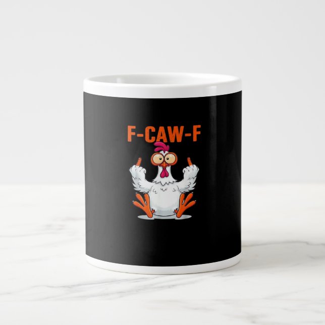 F-Caw-F Funny Chicken Classic Minimal Clean Large Coffee Mug (Front)
