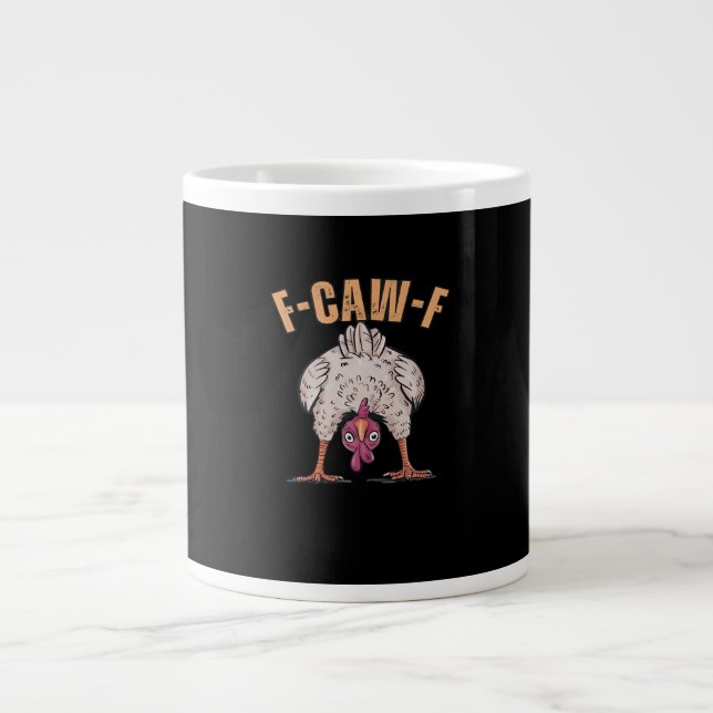 F-Caw-F Funny Chicken Classic Retro Cool Large Coffee Mug (Front)