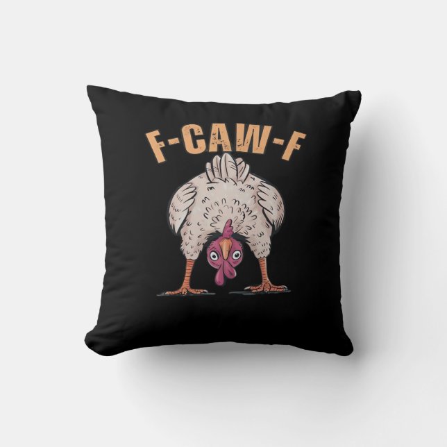 F Caw F Funny Chicken Classic Retro Cool Style Cushion (Front)
