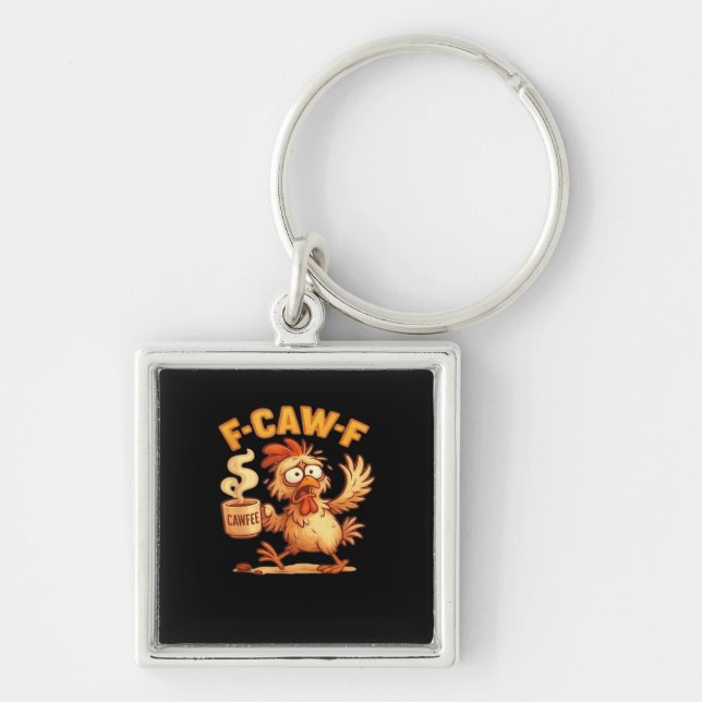 F-Caw-F Funny Chicken Classic Retro Graphic Key Ring (Front)