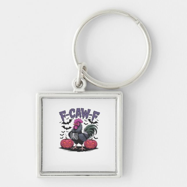 F-Caw-F Funny Chicken Classic Retro Graphic Key Ring (Front)