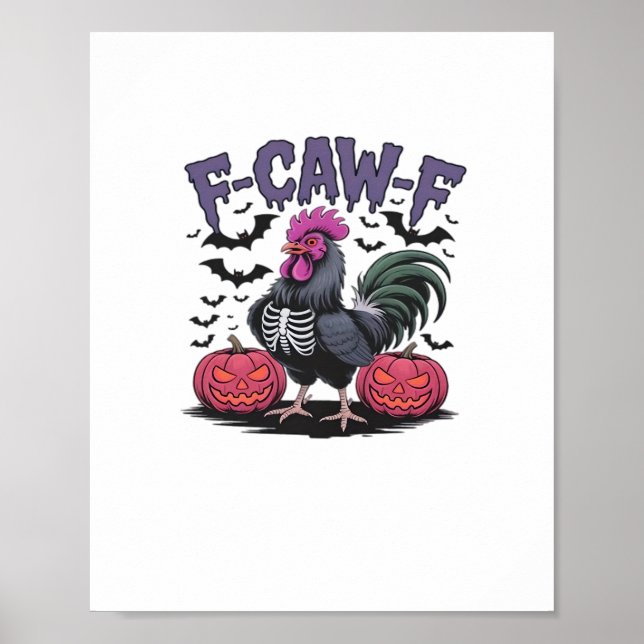 F-Caw-F Funny Chicken Classic Retro Graphic Poster (Front)