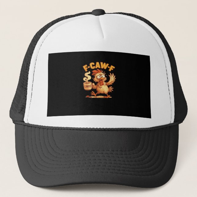 F-Caw-F Funny Chicken Classic Retro Graphic Trucker Hat (Front)
