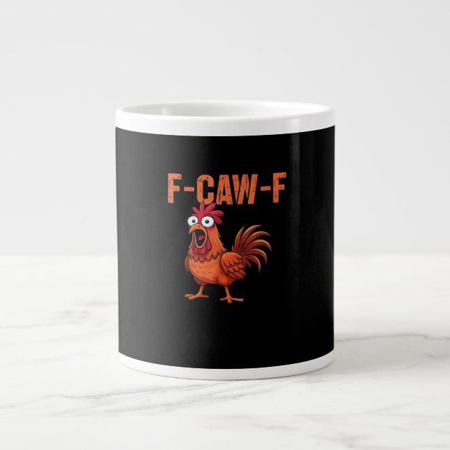 F Caw F Funny Chicken Classic Trendy Modern Style Large Coffee Mug (Front)