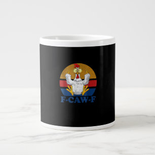 F-Caw-F Funny Chicken Flipping Off Vintage Retro R Large Coffee Mug