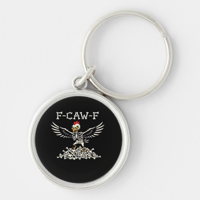 F Caw F Funny Chicken Halloween Cool Unique Style Key Ring (Front)