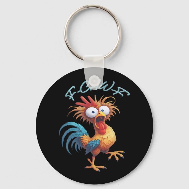 F Caw F Funny Chicken Humor Retro Style Key Ring (Front)