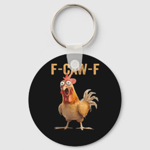 F-Caw-F Funny Chicken Humor Rooster Meme Retro Cla Key Ring