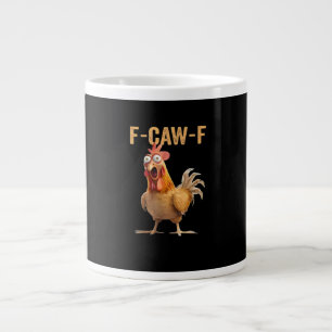F-Caw-F Funny Chicken Humor Rooster Meme Retro Cla Large Coffee Mug