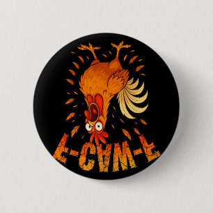 F-caw-f Funny Chicken Humour F-caw-f Quote Rooster 6 Cm Round Badge