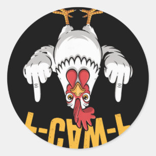 F-caw-f Funny Chicken Humour Quote Rooster Meme _1 Classic Round Sticker