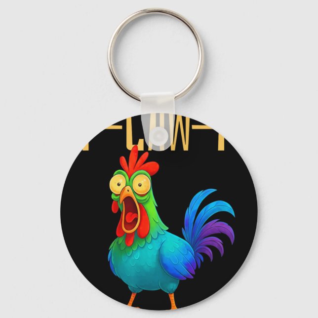 F-caw-f Funny Chicken Humour Quote Rooster Meme _7 Key Ring (Front)