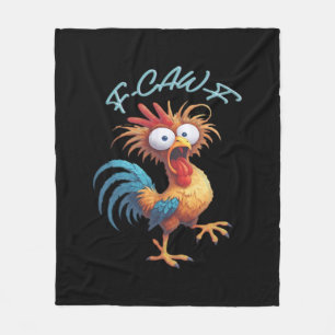 F-Caw-F Funny Chicken Humour Retro Style Fleece Blanket