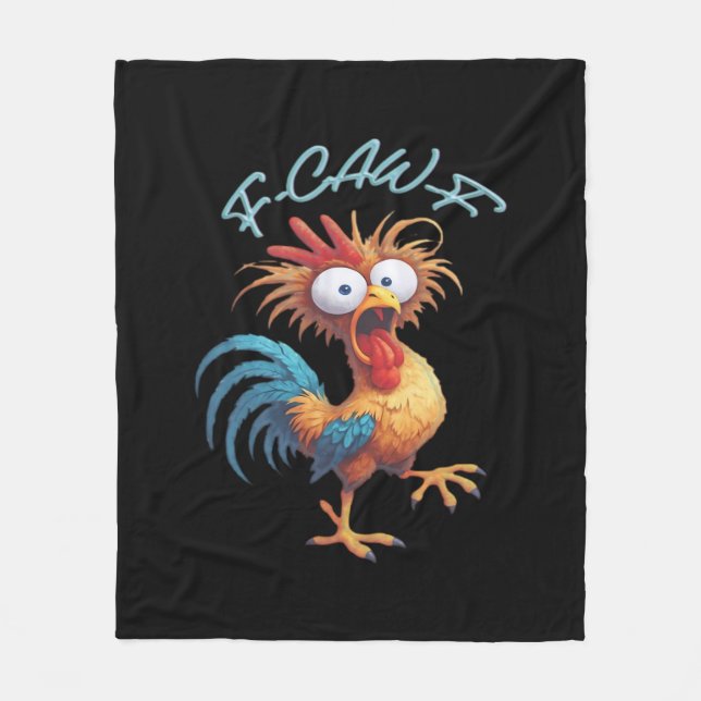 F-Caw-F Funny Chicken Humour Retro Style Fleece Blanket (Front)