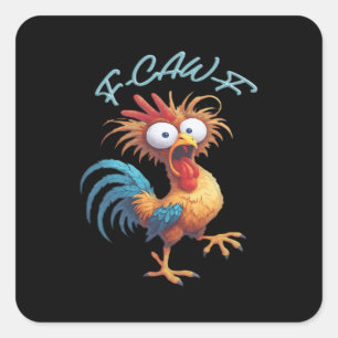 F-Caw-F Funny Chicken Humour Retro Style Square Sticker
