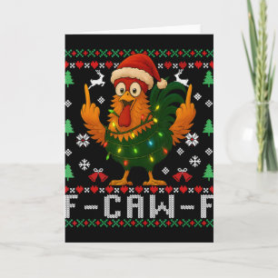 F-caw-f Funny Chicken Humour Rooster Christmas Ugl Card