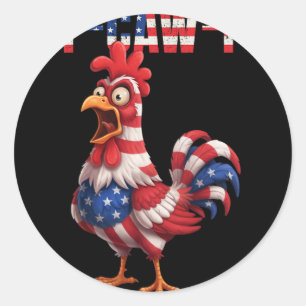 F-caw-f Funny Chicken Humour Usa Flag Quote Rooste Classic Round Sticker
