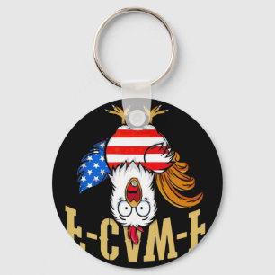 F-caw-f Funny Chicken Humour Usa Flag Quote Rooste Key Ring