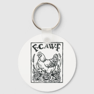 F-caw-f Funny Chicken Sarcasm Word Game Farmer _1 Key Ring
