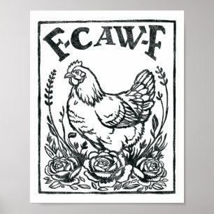 F-caw-f Funny Chicken Sarcasm Word Game Farmer _1 Poster