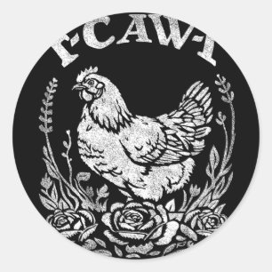 F-caw-f Funny Chicken Sarcasm Word Game Farmer Classic Round Sticker