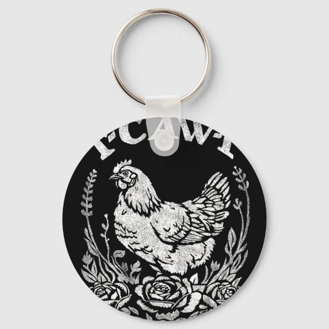 F-caw-f Funny Chicken Sarcasm Word Game Farmer  Key Ring (Front)