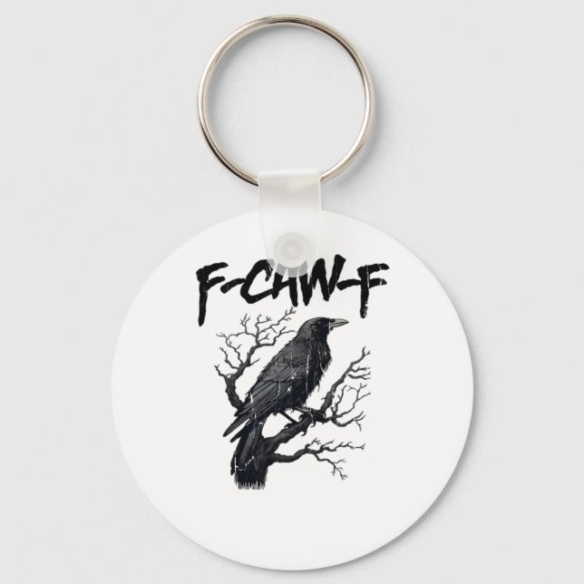 F-Caw-F Funny Crow Essential Cool Unique Key Ring (Front)
