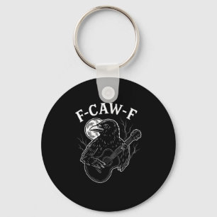 F-Caw-F Funny Crow Guitar Halloween Bird Music Vin Key Ring