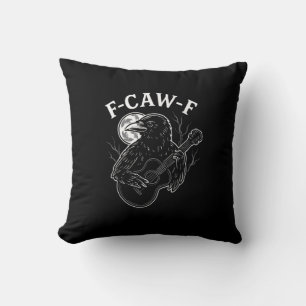 F Caw F Funny Crow Guitar Halloween Vintage Style Cushion