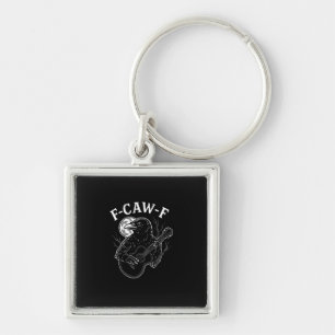 F Caw F Funny Crow Guitar Halloween Vintage Style Key Ring