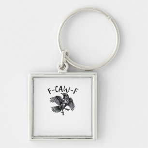 F Caw F Funny Crow Vintage Graphic Key Ring
