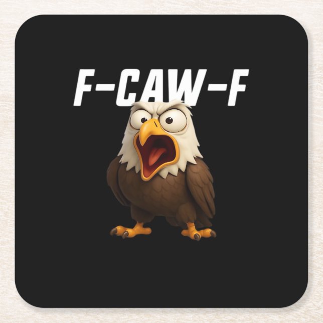 F-Caw-F Funny F-Caw-F Gear Square Paper Coaster (Front)