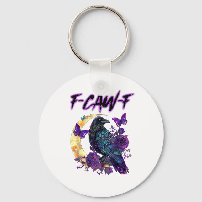 F-Caw-F Funny Raven Crow Spooky Season Halloween C Key Ring (Front)